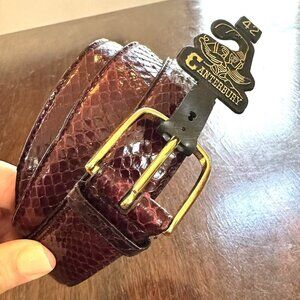 NEW Vintage Canterbury Oxblood Snakeskin and Leather Belt Men's Size 42